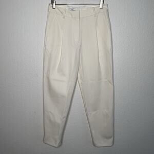 CO Collections Cream High Waisted Pleated Casual Pants Women's size 4 Office i13